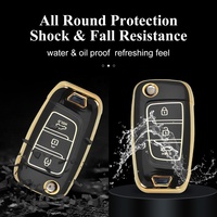 Coque de clé de voiture intelligente 3 boutons en TPU au design classique avec ligne dorée pour Hyundai
