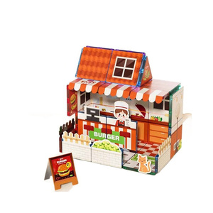 <b>Plastic</b> Children's Magnetic Building <b>Blocks</b> Hamburger Shop Educational Early Learning Sticker <b>Block</b> Set - Product Image 1