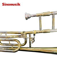 Sinomusik Factory Gold Silver Gold+Silver Lacquer Toned Bb/F Key Toned Professional Trombone Brasswind Musical Instrument