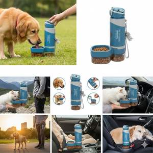 4-in-1 Portable <b>Dog</b> Travel Bowls Set with <b>Water</b> Bowl and Plastic <b>Bottle</b> Design for Outdoor Use - Product Image 1