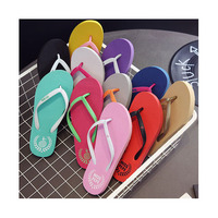 Tongs antidérapantes pour femmes, sandales populaire avec logo, unisexe, style plage, semelles souples, chaussures d'extérieur,, S275