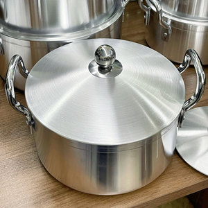 Juego de ollas y sartenes de <span class=keywords><strong>aluminio</strong></span> duradero y grueso de 14 piezas, juego de utensilios de cocina de gran capacidad con tapas, olla para sopa, cacerolas QQ - Product Image 4