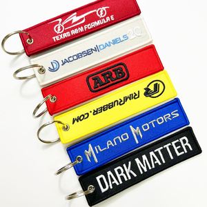 Hot Sale <b>Anime</b> Woven Jet Tag Fabric <b>Keychain</b> Embroidered Brand Motorcycle Flight Label for Key Holder - Product Image 4