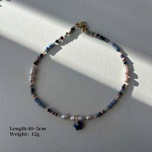 Collar de piedra natural de Frisbee de colores, collar de Ojos de acero inoxidable, collar de cuentas de perlas naturales de agua dulce - Product Image 3