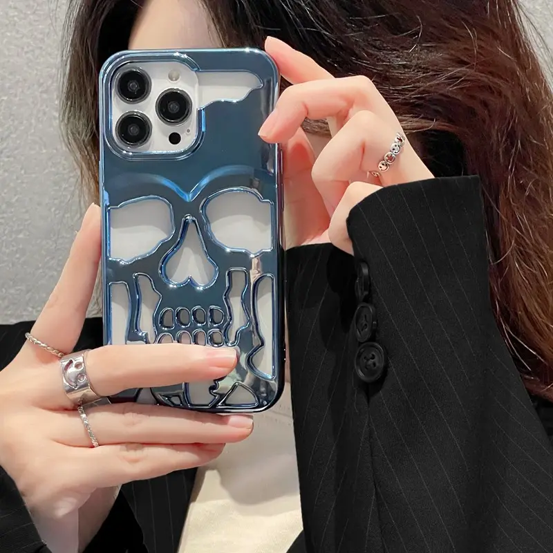 Suitable for iPhone 11 12 13 14 plus 14 PRO MAX Mobile Phone Case Fashion Skull all-inclusive Electroplating Mobile Phone Case