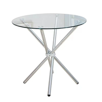 Table à manger en verre trempé Pieds en acier inoxydable design moderne de style nordique