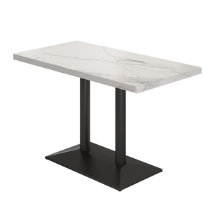 Custom Coffee Shop Fast Food <b>Restaurant</b> Furniture Black Soft Contrast Leather Plywood MDF Table and Chairs <b>Set</b> - Product Image 4