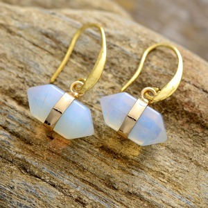 Boucles d'oreilles pendantes géométriques en pierre naturelle, œil de tigre, serti clos, origine Yiwu, bijoux de mode - Product Image 1