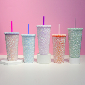 Vasos Brillantes al por Mayor de 16 oz, Botellas de Agua con Pedrería, Vasos de Plástico Reutilizables con Diamantes <span class=keywords><strong>para</strong></span> Mujeres, Niñas, Cumpleaños, Graduación, Maestras - Product Image 5