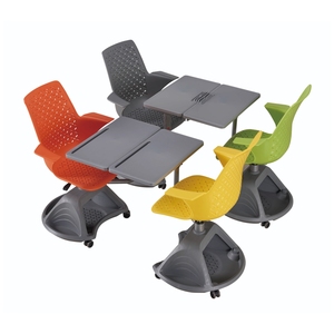 Sillas de Estudio Modernas de Plástico al por Mayor para <span class=keywords><strong>Aula</strong></span>, Oficina en Casa y Entrenamiento Escolar con Tablero de Escritura y Ruedas - Product Image 4