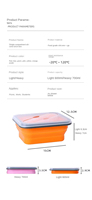Boîte de conservation alimentaire pliable en silicone, boîte à lunch sans BPA, chauffable, conserve la fraîcheur, boîte rectangulaire scellée avec cuillère pour le bureau