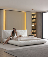 Lit en tissu bouclé Teddy en coton moelleux, style japonais, blanc, pour la décoration de la maison, mobilier de chambre à coucher, minimalisme moderne