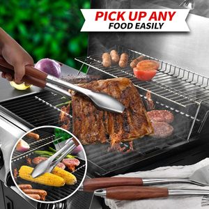 Ensemble d'outils de barbecue robustes en bois de rose, spatule, fourchette et pinces multifonctions en acier inoxydable épais pour barbecue et grillades - Product Image 6