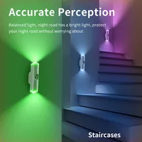 Lampes LED pour armoire avec détecteur de mouvement, lumière d'ambiance magnétique RGB rechargeable, lampe murale coucher de soleil, lumière de nuit pour couloir, escalier, cuisine