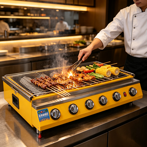 Plancha de Gas Comercial de Acero Inoxidable Amarilla con Control de Llama Ajustable, Control de Temperatura por Zonas, Alta Eficiencia para Restaurantes - Product Image 1