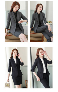 Da donna elegante Slim Fit 2 pezzi da ufficio completo completo completo lungo monopetto <span class=keywords><strong>Blazer</strong></span> con bottone decorativo per lavoro - Product Image 6