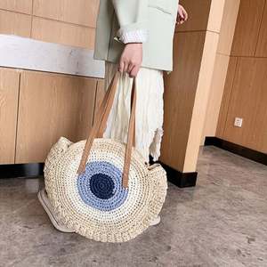 Fourre Tout En Osier Prix Du Sac Tissu a Main De Sortie Rotin Bois Perles Diamant Plage Poignee Tricot Coreen Paille Gaufre - Product Image 4