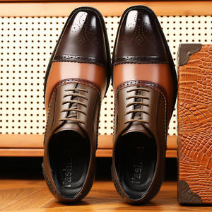 Chaussures habillées et Richelieu en cuir pour hommes, de luxe, faites main en Italie, combinaison trois couleurs, qualité supérieure, style vintage, vente en gros directe usine - Product Image 1