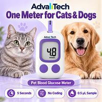 Glucomètre vétérinaire professionnel AdvallTech pour chats et chiens, portable, test de diabète en 5 secondes sans codage