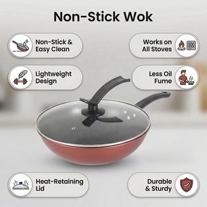 Casserole en fonte à poignée en bois de 32 cm, très vendue, antiadhésive, avec couvercle en verre, écologique, compatible gaz et <span class=keywords><strong>induction</strong></span> - Product Image 3