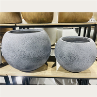 Pots de fleurs d'intérieur et d'extérieur en argile et fibre de béton, décoration de jardin, grand pot de fleurs gris en fibre de verre