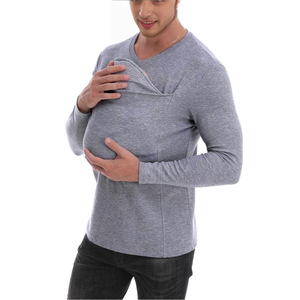 <span class=keywords><strong>Chemise</strong></span> de sécurité d'hiver à manches longues avec poche kangourou Porte-bébé Vêtements de <span class=keywords><strong>grossesse</strong></span> Mère Père Top pour l'alimentation <span class=keywords><strong>Chemise</strong></span> Big Daddy - Product Image 1