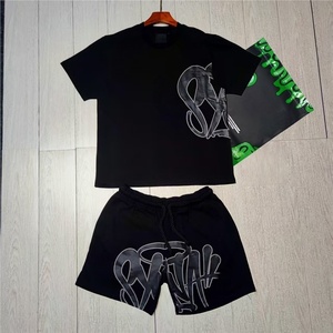 Ensemble décontracté sportswear SYNA WORLD 2026 US Fashion en coton sergé 100% pour homme, style streetwear hip-hop ample, été, manches courtes - Product Image 1