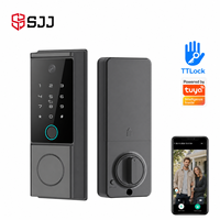 Cerradura Inteligente SJJ Cloud con Huella Dactilar, Contraseña, Tarjeta y Código para Control por Aplicación, Teclado Táctil, Aleación de Aluminio, Sin Llave