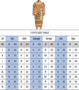 Высококачественные женские наряды на заказ, комплект из 2 предметов, платье с принтом Tonga Puletasi на пуговицах, платья большого размера с коротким рукавом - Product Image 6