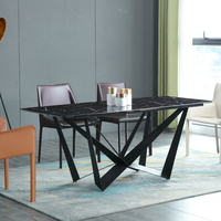Ensemble de Table à manger rectangulaire moderne en marbre et en métal, meubles de salle à manger, usine chinoise