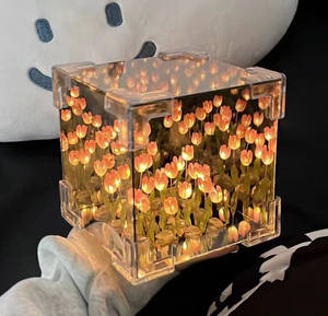 Lámpara de Mesa de Cristal 3D con Luz Nocturna, Regalo DIY Decorativo <span class=keywords><strong>para</strong></span> Restaurante, Dormitorio, Sala de Estar, USB, Acrílico, Luz Cálida Colorida - Product Image 1