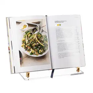 Wholesales Acrylic Open Book Display Stand Clear Easel Display For Cookbook Lucite Book Holder For Open And Closed Books
