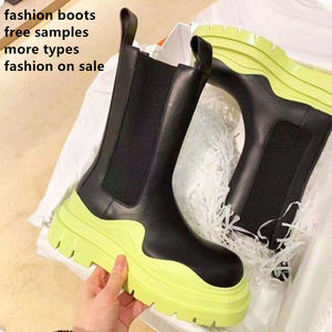 Nuovi arrivi gratuiti in vera pelle nuovi arrivi personalizzati PU suole spesse stivali da pioggia impermeabili <span class=keywords><strong>gialli</strong></span> da <span class=keywords><strong>donna</strong></span> - Product Image 2