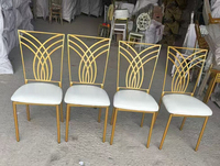 Chaise de banquet empilable en métal doré style chameleon pour hôtels, événements commerciaux, salle à manger, extérieur, appartements, mariages