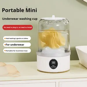เครื่องซักผ้าพลาสติกแบบพกพาขนาดเล็ก ใช้พลังงานจากมินิยูเอสบี สำหรับซักชุดชั้นในและถุงเท้า แบบกึ่งอัตโนมัติ ใช้ในครัวเรือน ซักและอบผ้าในเครื่องเดียว - Product Image 6