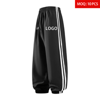 Pantalon de jogging pour homme à taille élastique, en polyester et élasthanne tissé 120 g/m², à séchage rapide, avec bande latérale et broderie, personnalisable avec logo, vente en gros