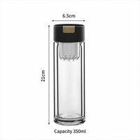Tasse en verre borosilicate à double paroi, résistante à la chaleur, anti-fuite, avec séparation magnétique pour le thé, logo personnalisé, 350 ml