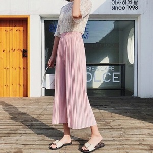 Pantalones Anchos Plisados de Cintura Alta para Mujer, Estilo Coreano, Talla Única, Color Negro, Chifón, Estilo Casual - Product Image 3