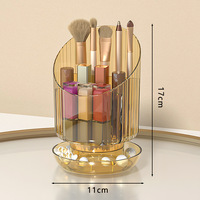 Organisateur de pinceaux de maquillage rotatif rond en plastique transparent pour comptoir de bureau