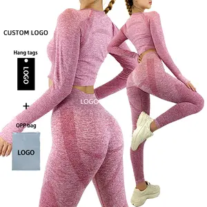 Women Fitness Clothing Seamless Sports Cropped Top Yoga Leggings Gym Set Sport Suit Sportswear Workout Tracksuit Femme Yoga Set