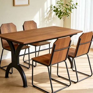 Conjunto de mesa y sillas de hierro forjado y madera de estilo vintage para cafetería y restaurante, adecuado tanto para el hogar como para - Product Image 1