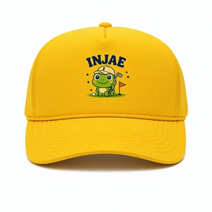 Wholesale Cute Cartoon Frog Golf Trucker Hat Vibrant Yellow Mesh Back High Quality Premium <b>Cap</b> For <b>Women</b> Custom Logo Printed - Product Image 1