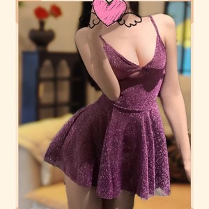 Golden Shuttle Fun Lingerie Deep V-Neck Spaghetti Strap Sparkling Dress Fiery <b>Red</b> Sheath Translucent Nightclub <b>Queen</b> 8119 - Product Image 4