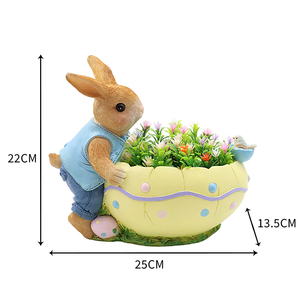Statue en résine de lapin assis sur un champignon avec un bol en coquille d'œuf, décoration de jardin féerique, décoration de forêt fantaisiste, idéale comme pot de fleurs de bureau - Product Image 6