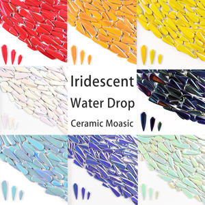 Mosaïque céramique moderne irisée en forme de goutte d'eau, artisanat DIY, 3 tailles, fleurs, pièces de mosaïque, œuvre d'art, cadres photo, tasses, pots de fleurs - Product Image 1