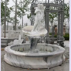 Marbre blanc naissance de vénus statue fontaine d'eau