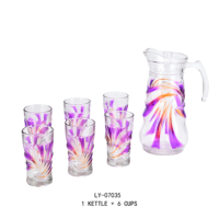 Ensembles de verrerie en gros, vaisselle classique, théières en verre, bouilloires avec couvercle et tasses, pichet en verre personnalisé, ensemble de carafes