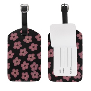 Travel Essentials Privacy Protection Hawaii Pink Hau Flower Luggage ID <b>Tag</b> Custom Print PU Leather Luggage <b>Tags</b> for <b>Suitcases</b> - Product Image 2