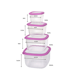 4 cái nhà bếp <span class=keywords><strong>Stackable</strong></span> công suất lớn nhựa bpa-miễn phí kín vuông trộn bát phục vụ thực phẩm container bát có nắp đậy - Product Image 4