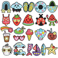 Aksesoris Hiasan Sepatu PVC Motif Bunga Daisy Musim Panas, Lucu, Semangka, Es Krim, Putri Duyung, Papan Selancar, Karet Lunak